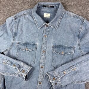 Ksubi Denim Shirt Mens XL Blue Snap Button Long Sleeve Western Slim Fit